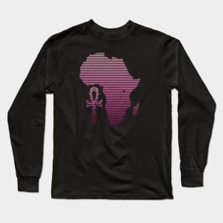 African Tribal Ankh - Purple Long Sleeve T-Shirt